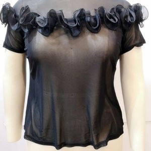 Mesh Ruffle Top